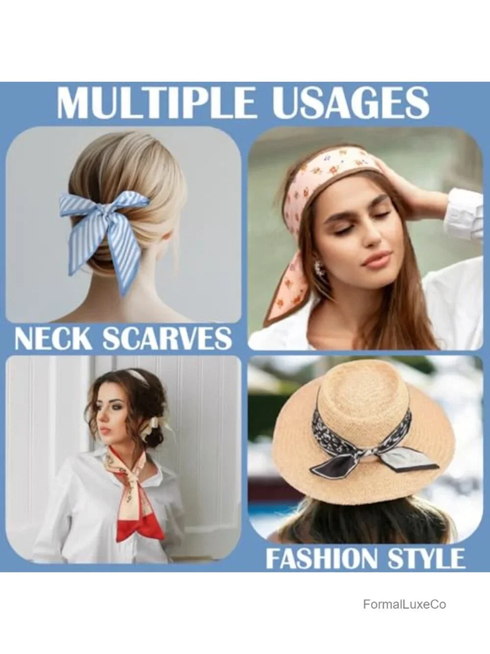 54 Pcs Silk Scarves, Satin Neck Scarves, Multifunctional Head Scarf Set,